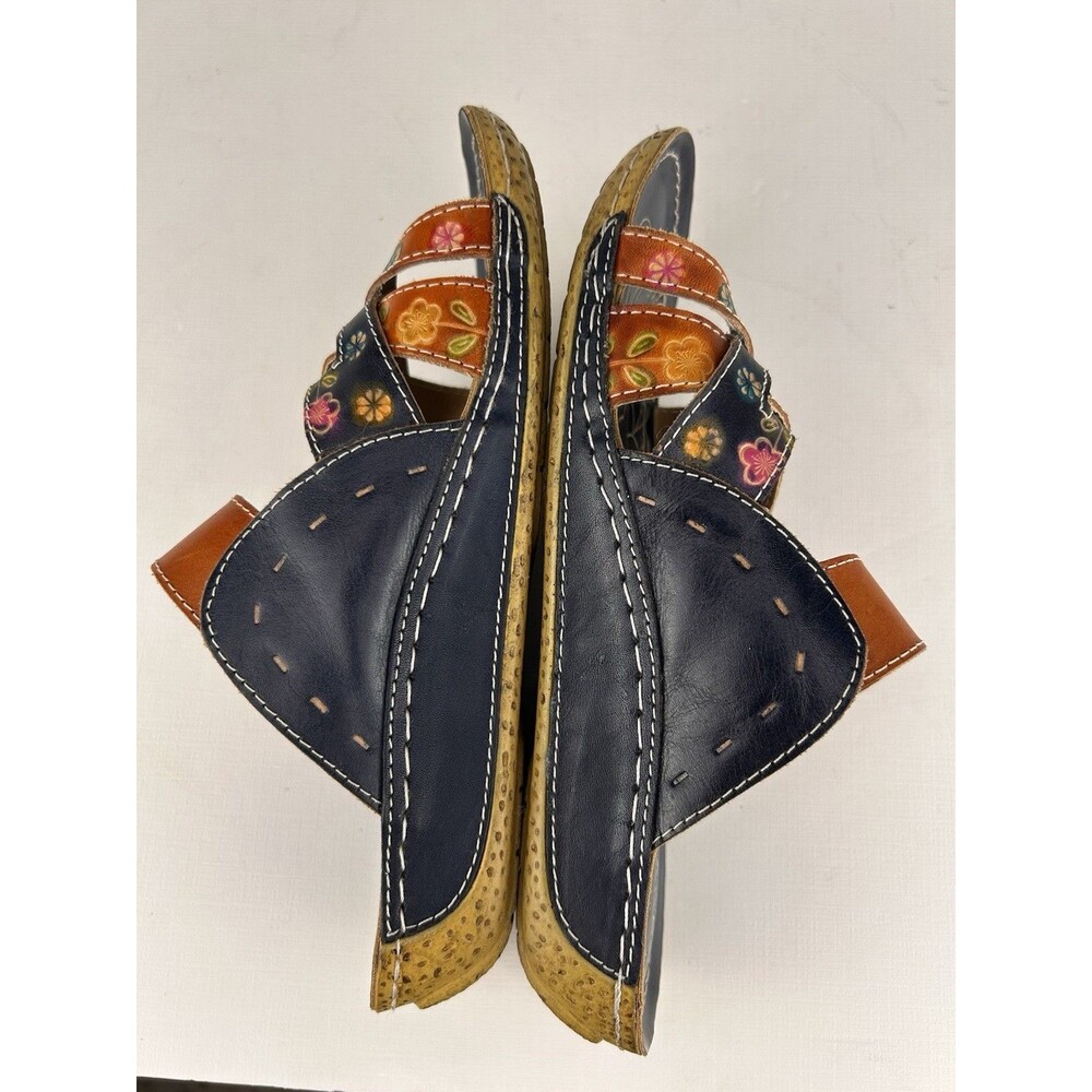 L'Artiste by Spring Step Womens Leigh Leather Slide Sandal Navy Multi EU37 6.5-7 - Picture 8 of 11